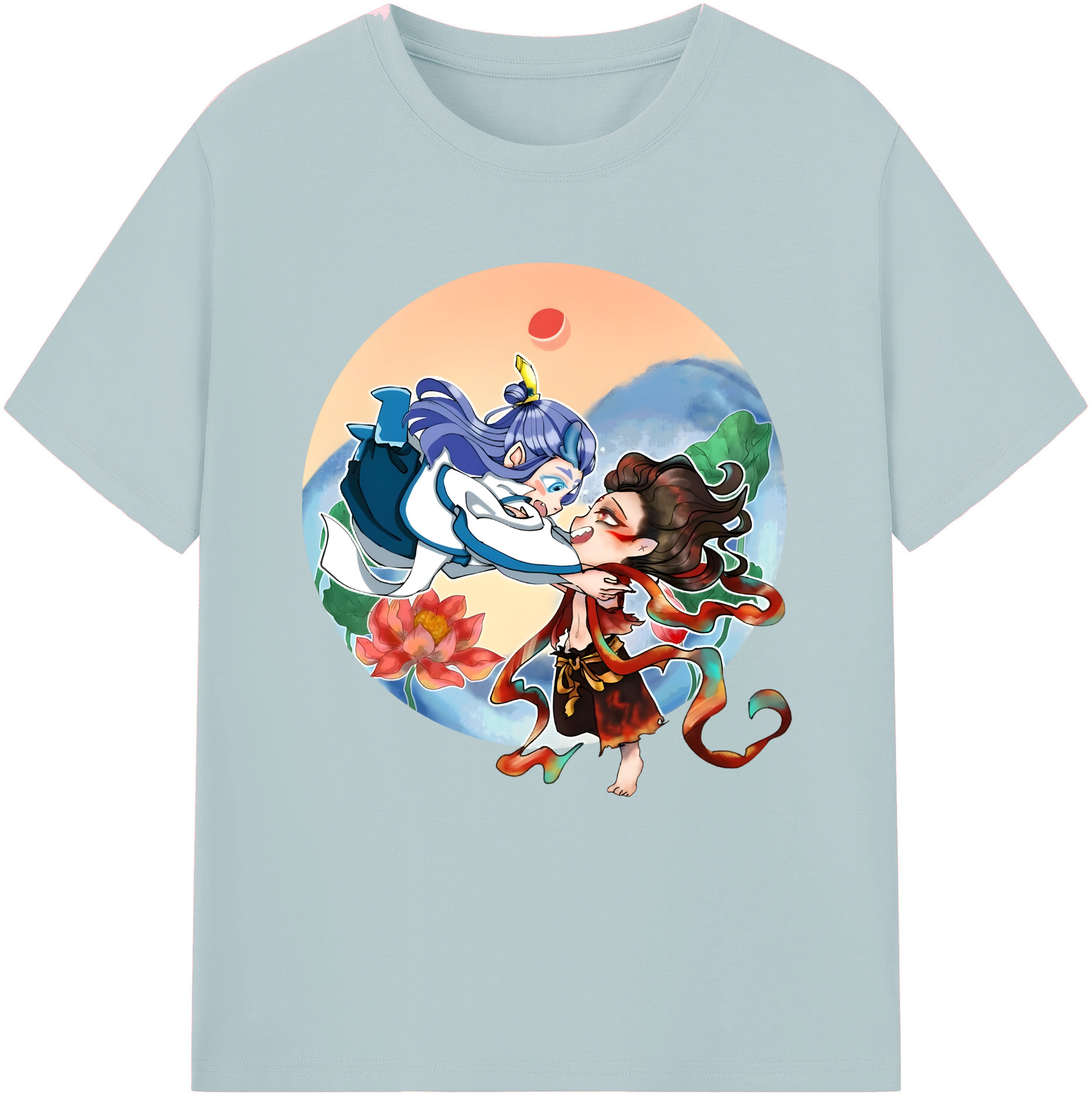 （画像用） Ne Zha 2 ナタ 魔童の大暴れ 綿100％半袖Tシャツ（フロントプリント）